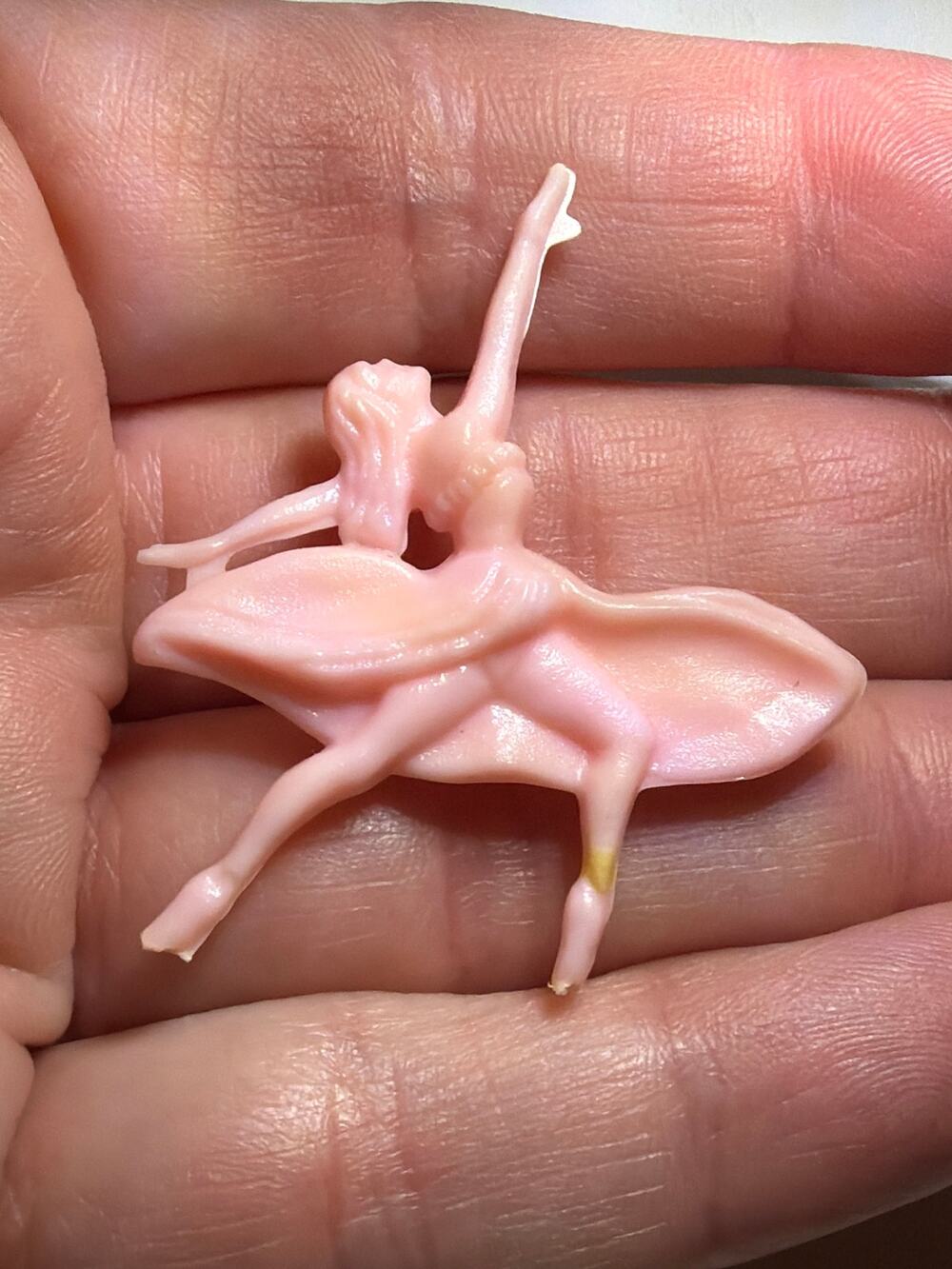 Vintage 1960s Pink Plastic Ballerina Dancer Miniature Figure Toy Cake Topper